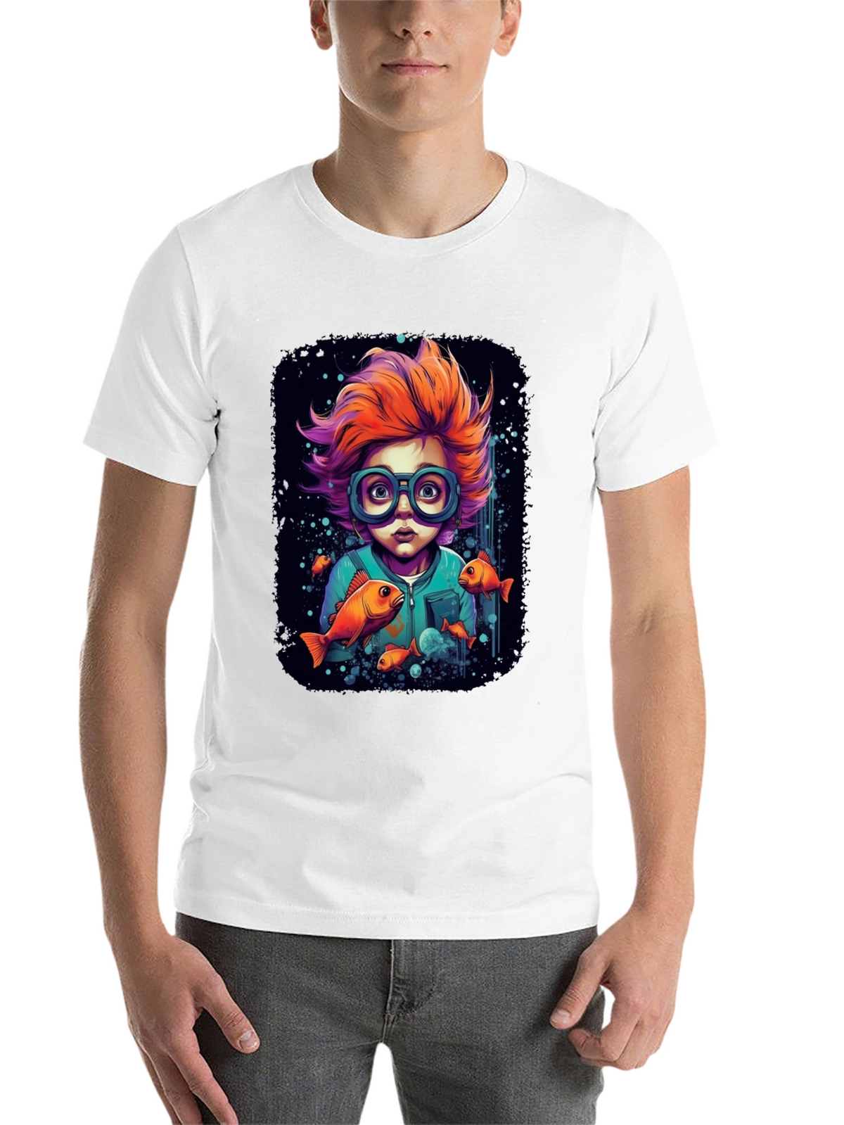 Boy with Fish Graphic T-Shirt