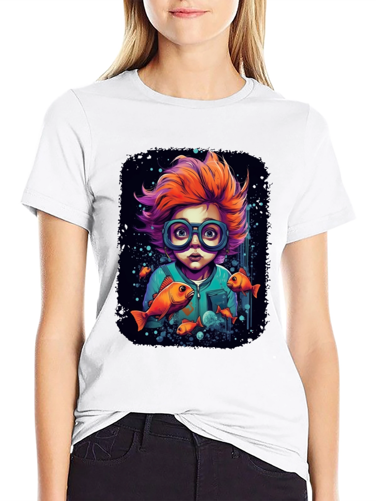 Boy with Fish Graphic T-Shirt