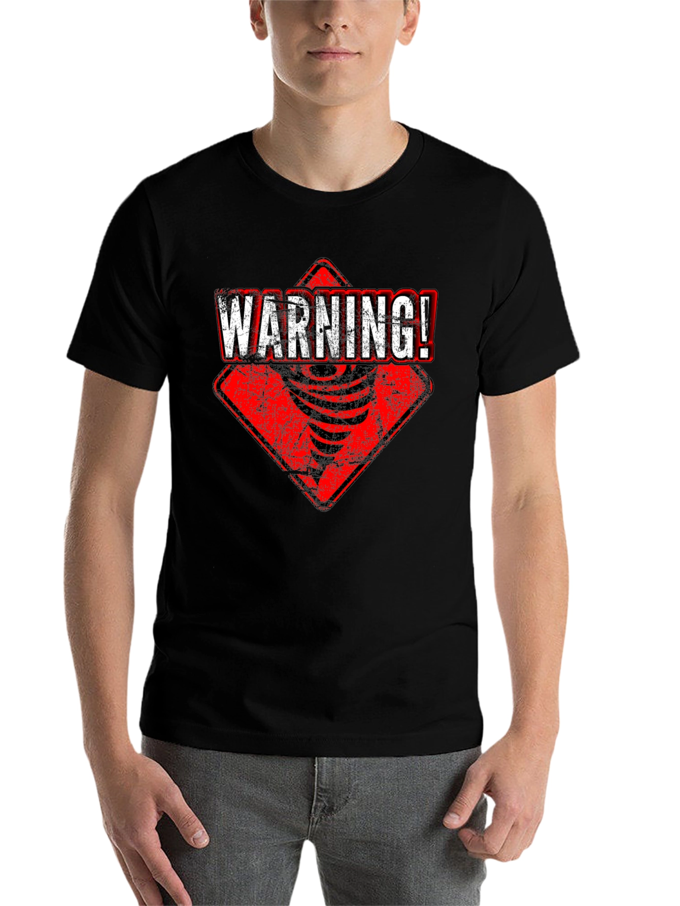 Warning Tornado Graphic Tee - Black Cotton T-Shirt