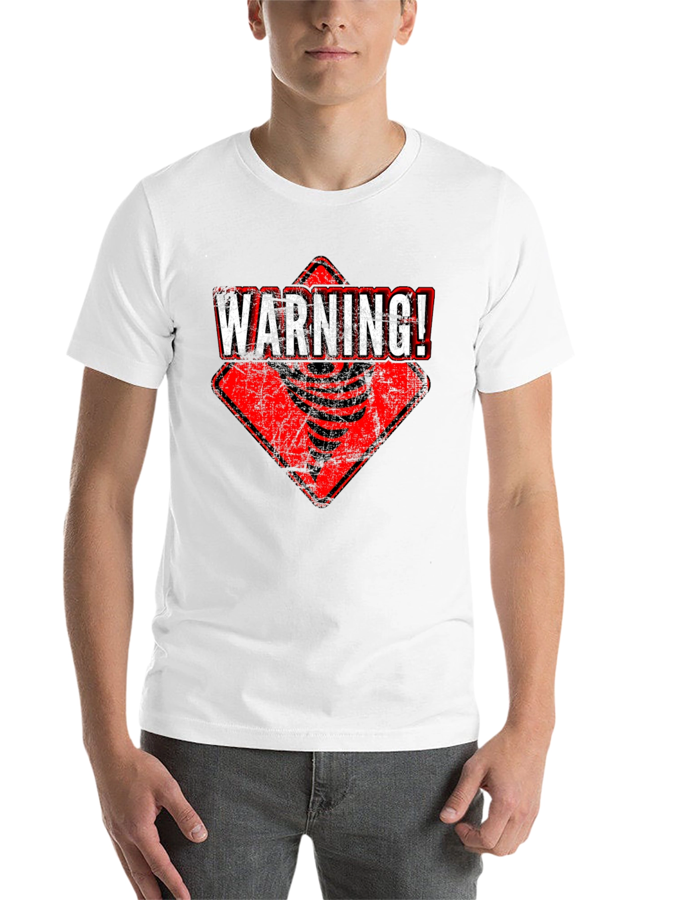 Warning Tornado Graphic Tee - Black Cotton T-Shirt