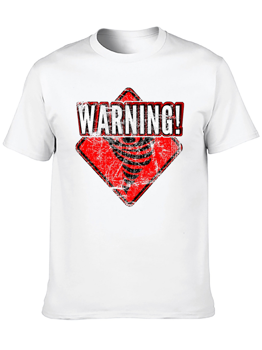 Warning Tornado Graphic Tee - Black Cotton T-Shirt