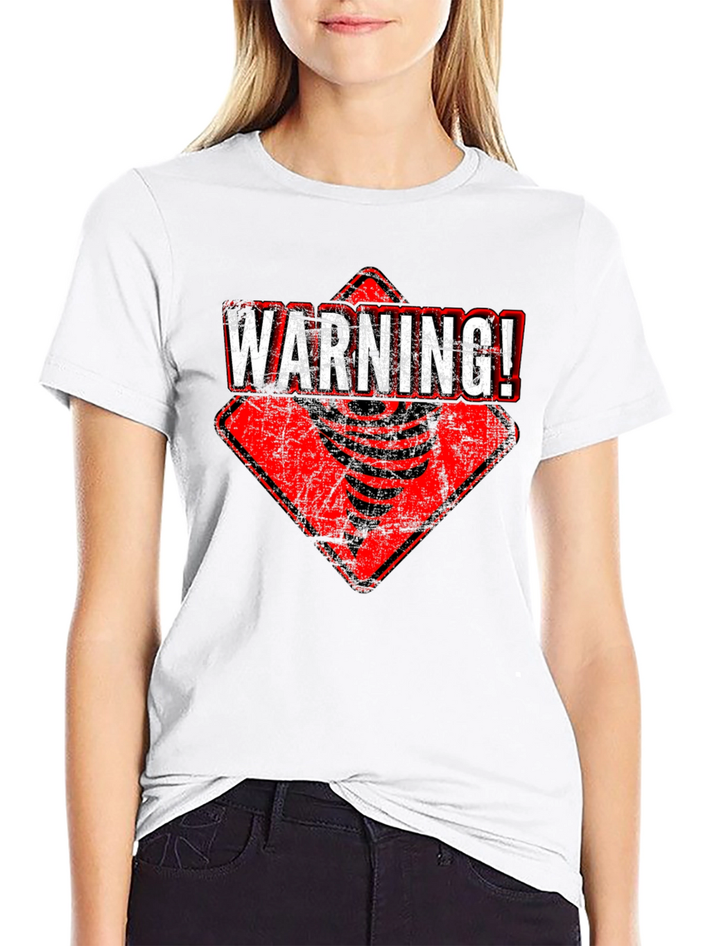 Warning Tornado Graphic Tee - Black Cotton T-Shirt