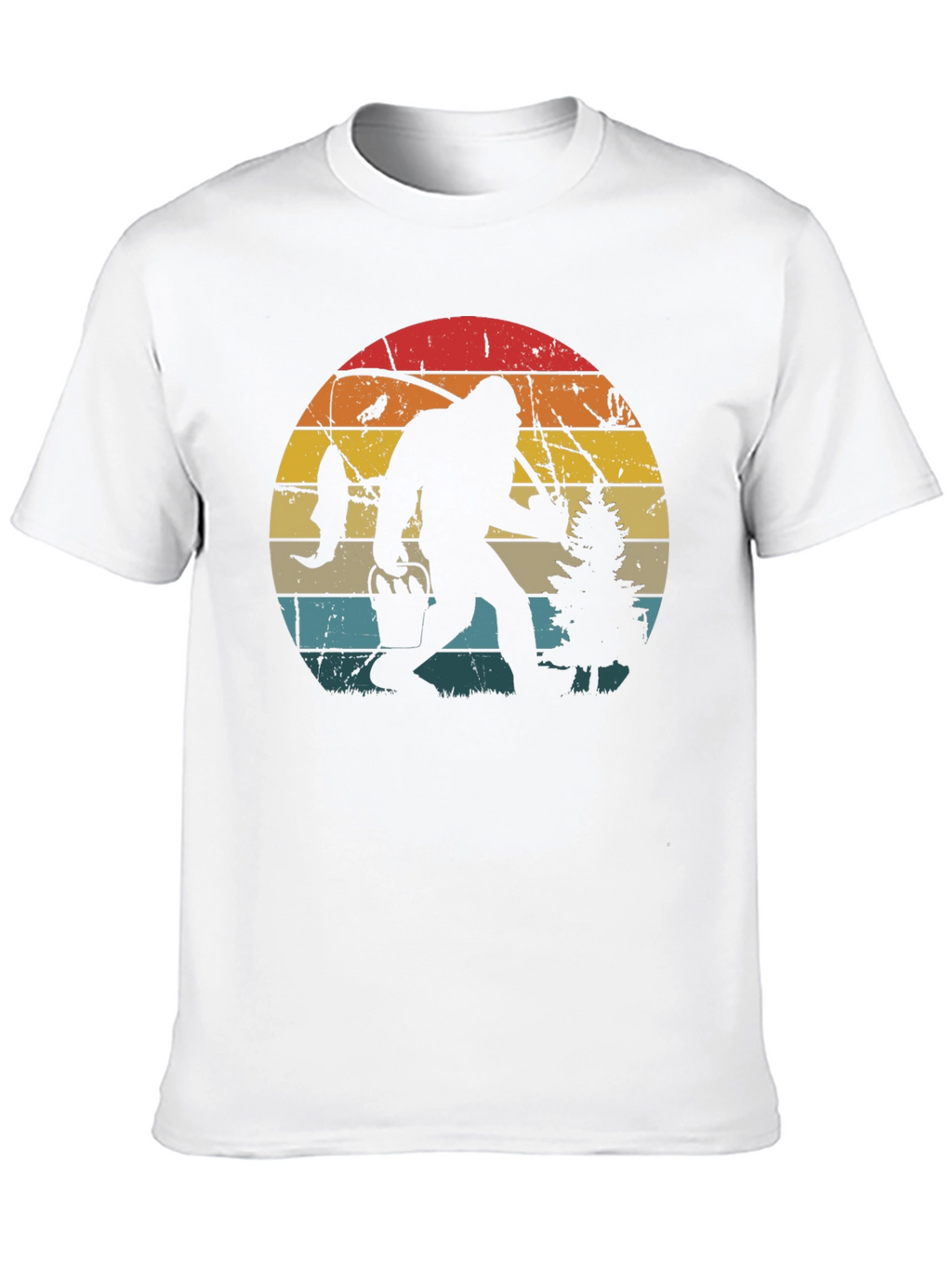 Bigfoot Fishing Retro Graphic T-Shirt
