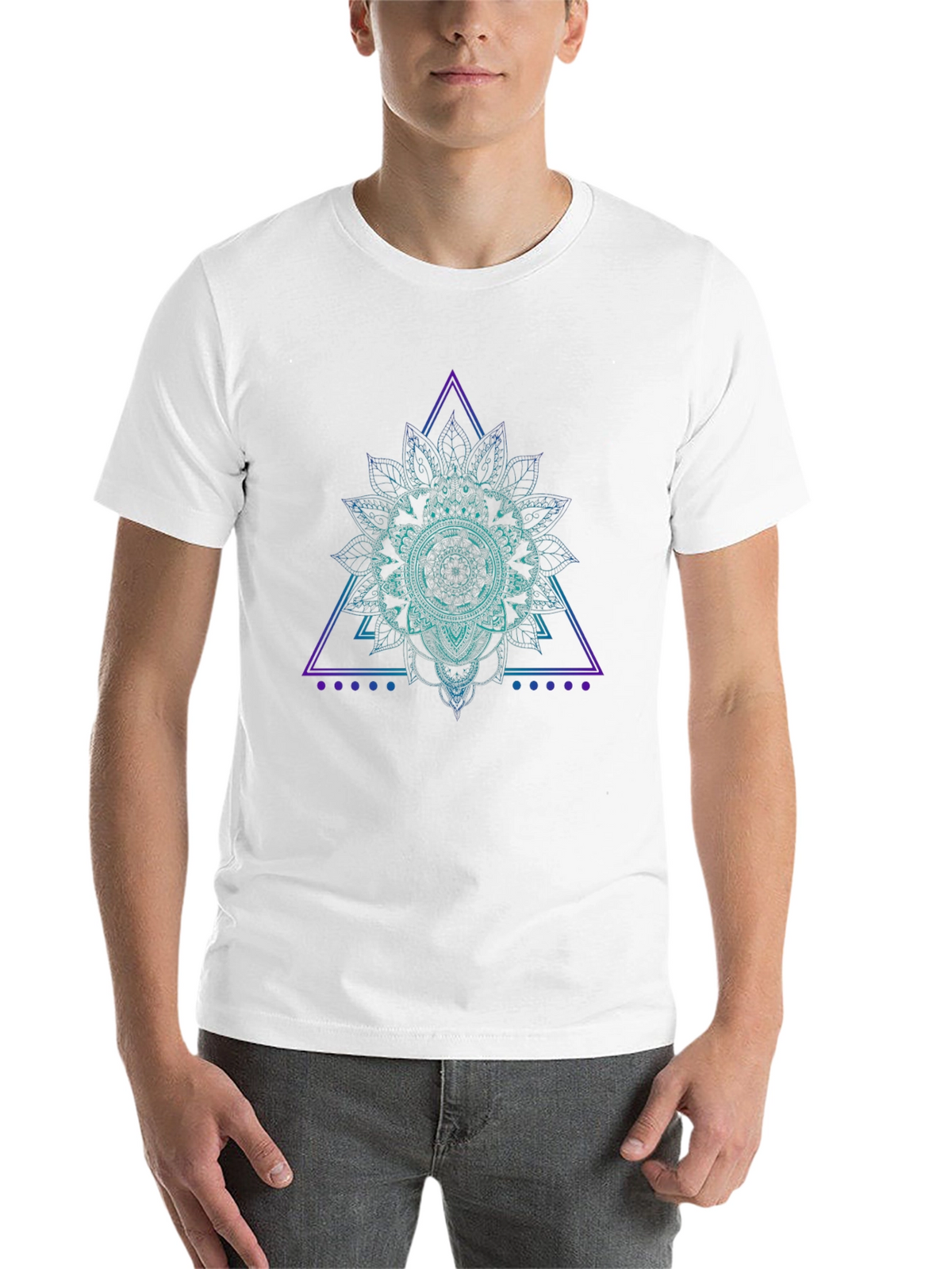 Geometric Mandala Graphic Tee - Black Cotton T-Shirt