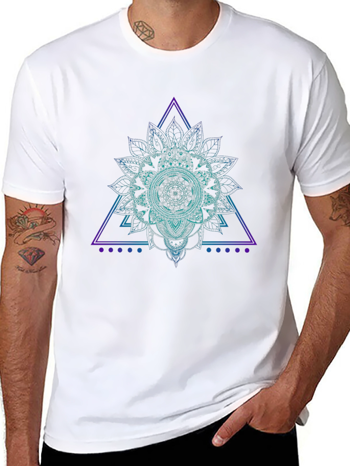 Geometric Mandala Graphic Tee - Black Cotton T-Shirt