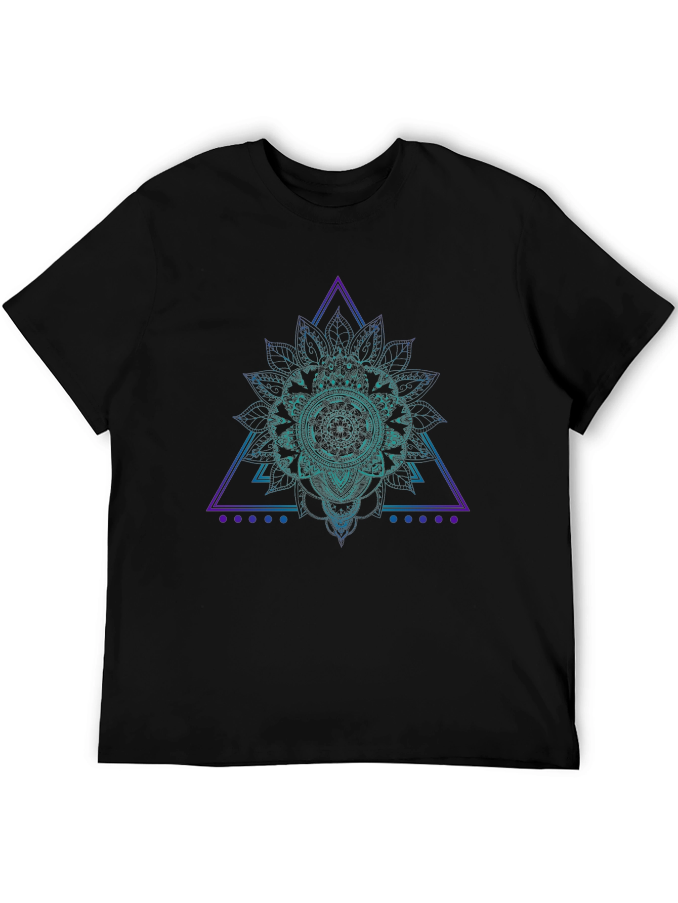 Geometric Mandala Graphic Tee - Black Cotton T-Shirt