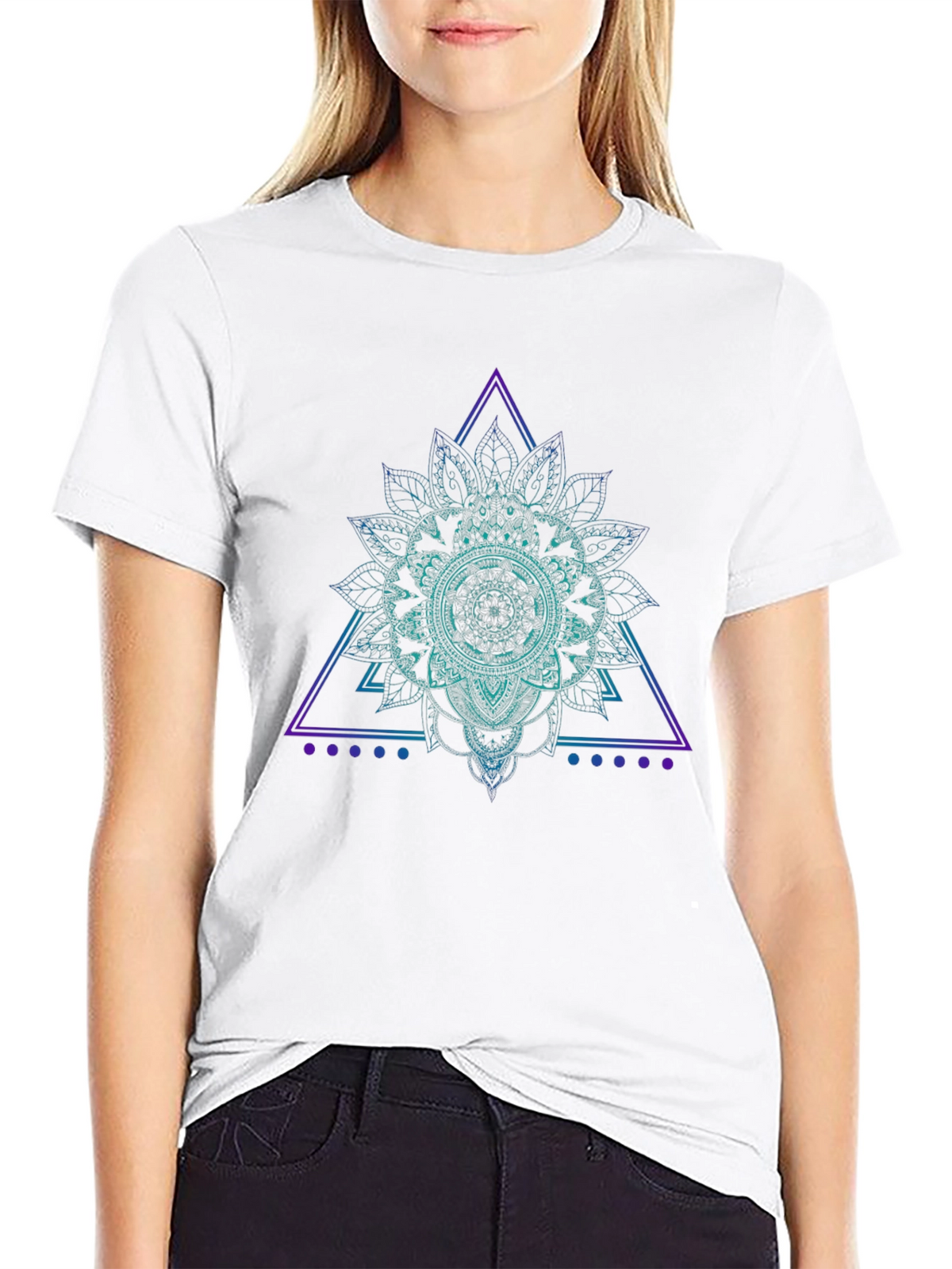 Geometric Mandala Graphic Tee - Black Cotton T-Shirt