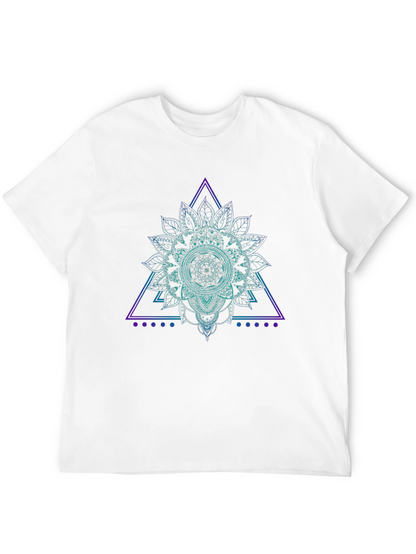 Geometric Mandala Graphic Tee - Black Cotton T-Shirt