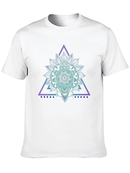 Geometric Mandala Graphic Tee - Black Cotton T-Shirt