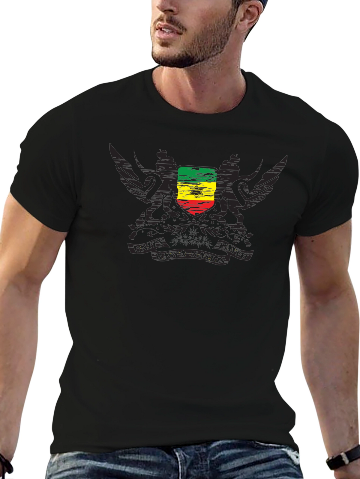 Rasta Shield Graphic Tee - Black