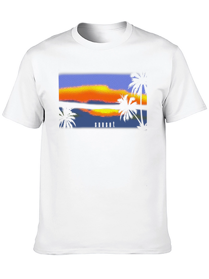 Sunset Palm T-Shirt - Black Graphic Tee