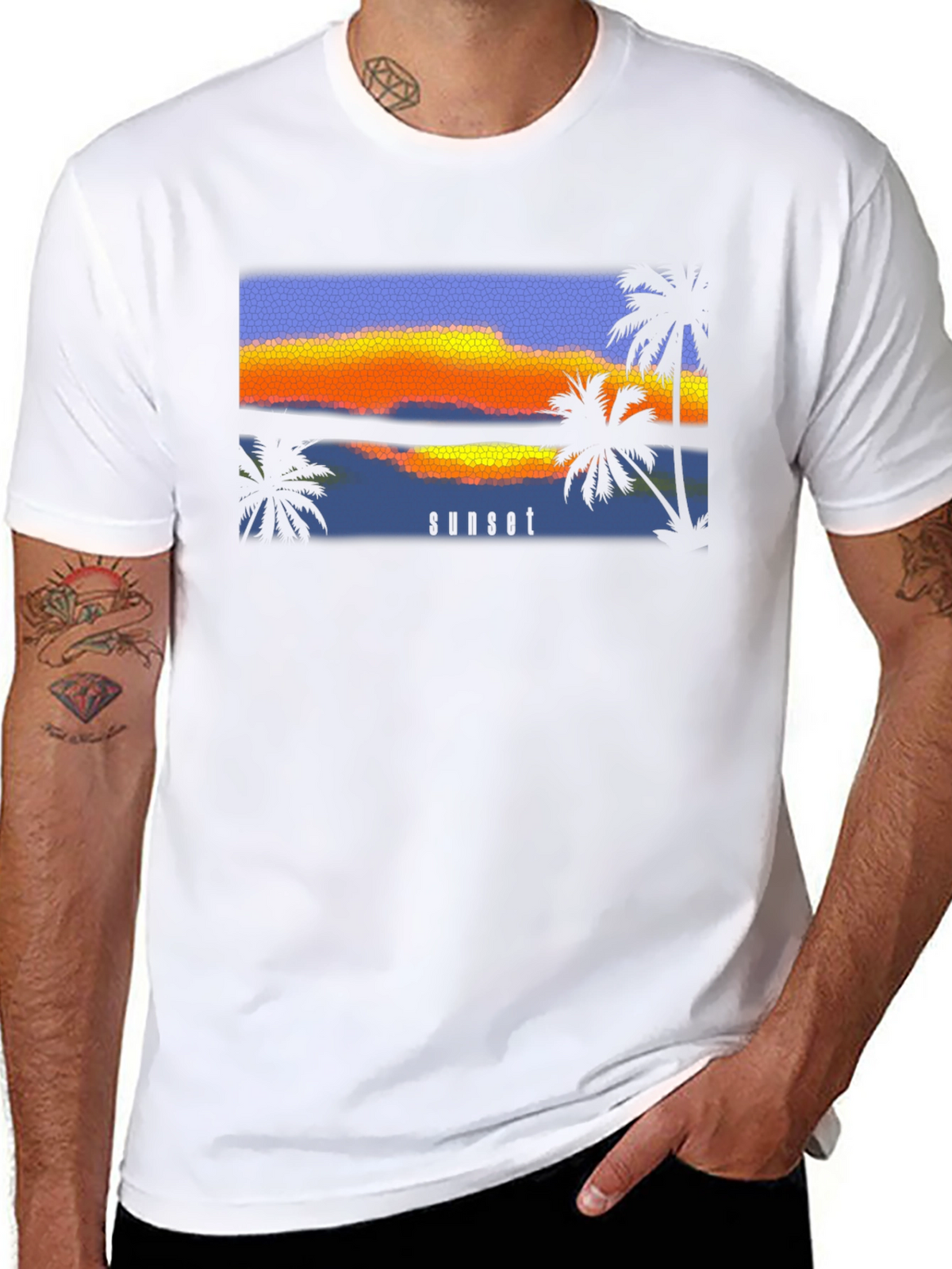 Sunset Palm T-Shirt - Black Graphic Tee