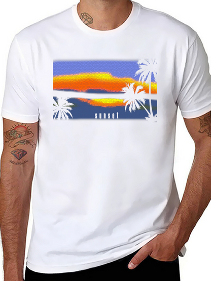 Sunset Palm T-Shirt - Black Graphic Tee