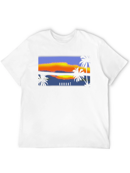 Sunset Palm T-Shirt - Black Graphic Tee