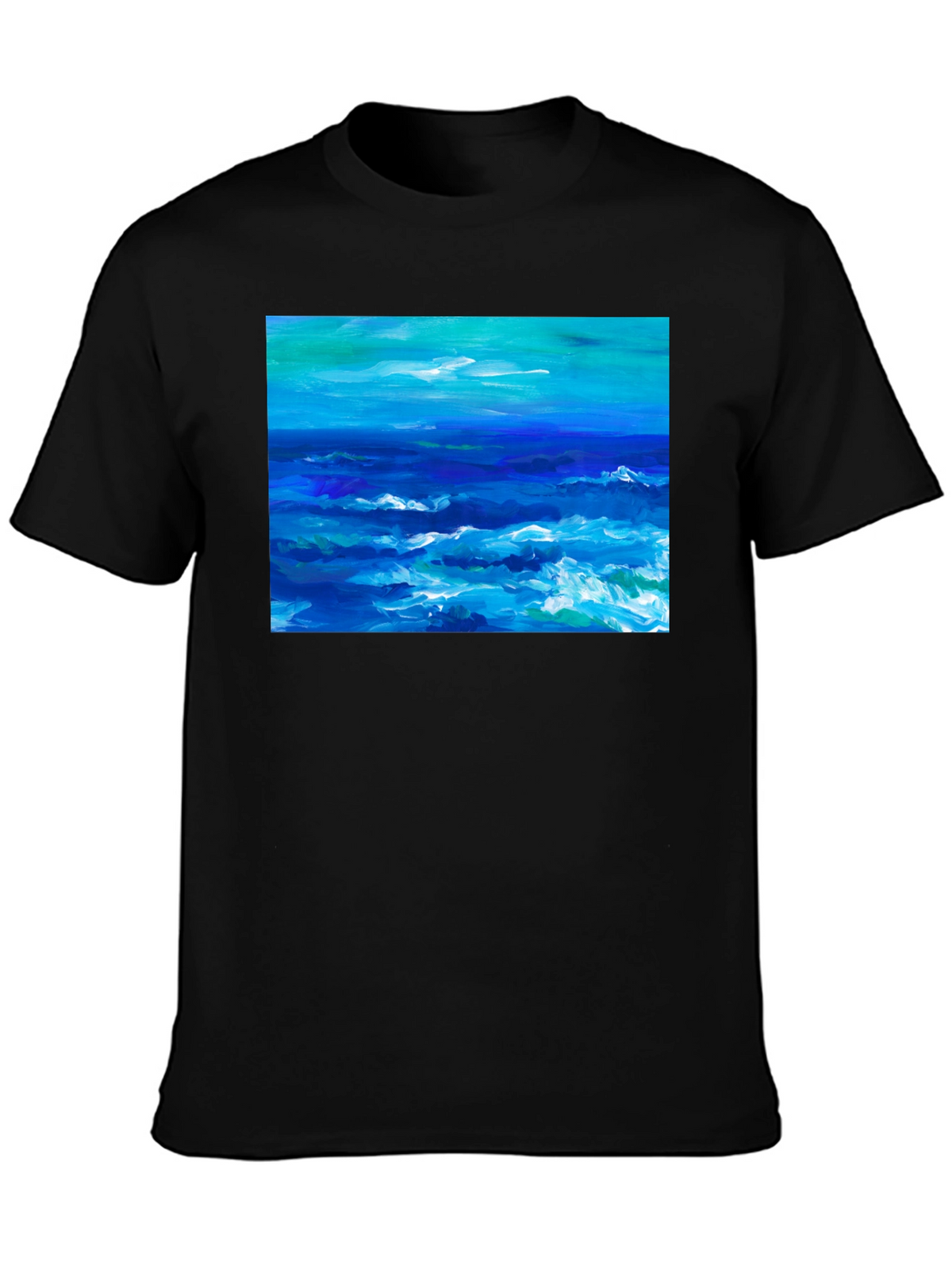 Ocean Wave Art Black T-Shirt