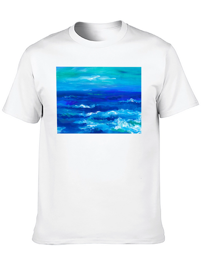 Ocean Wave Art Black T-Shirt