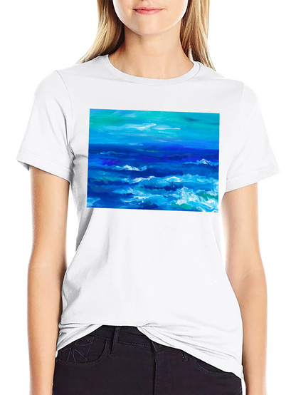 Ocean Wave Art Black T-Shirt