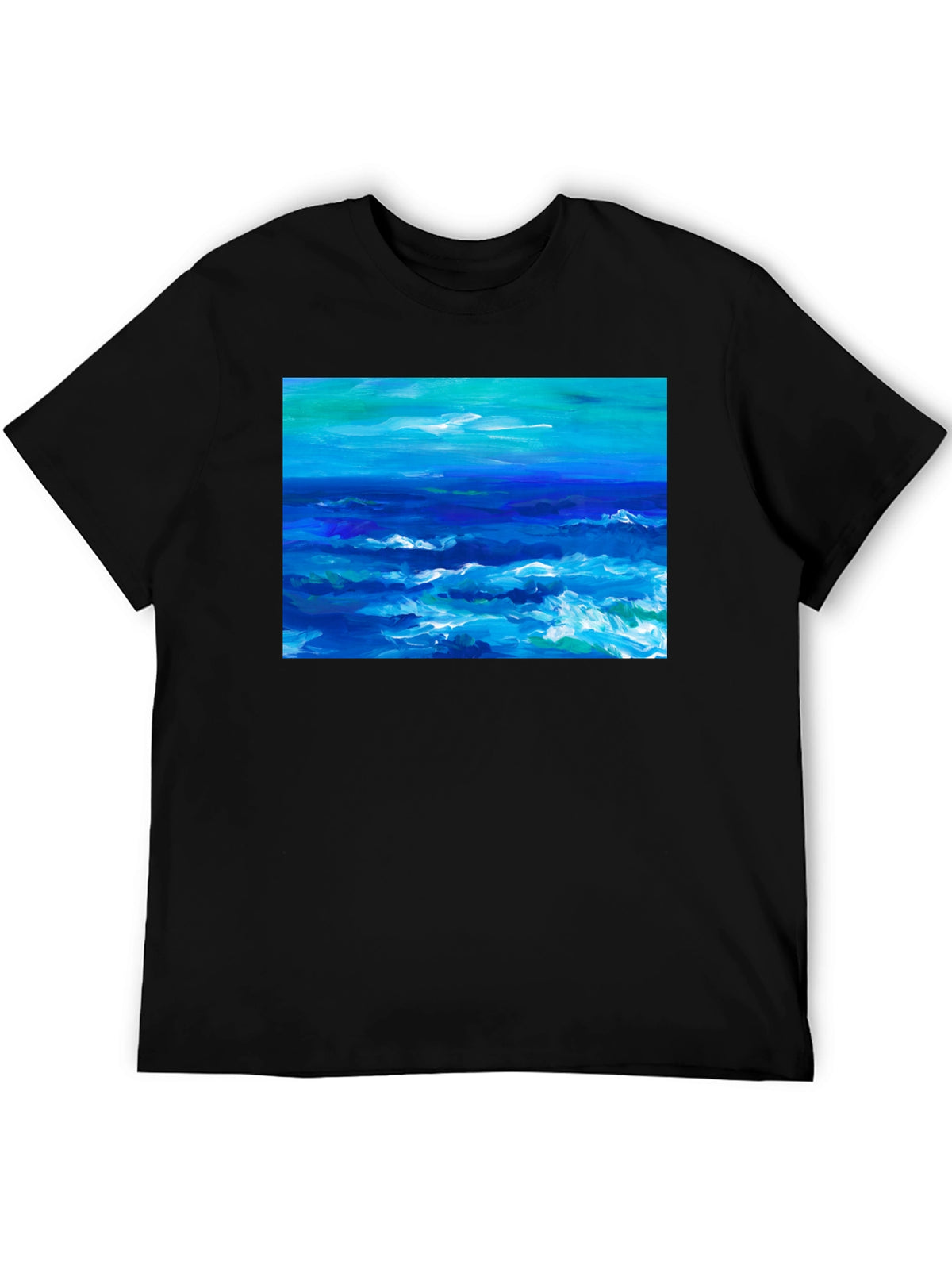 Ocean Wave Art Black T-Shirt