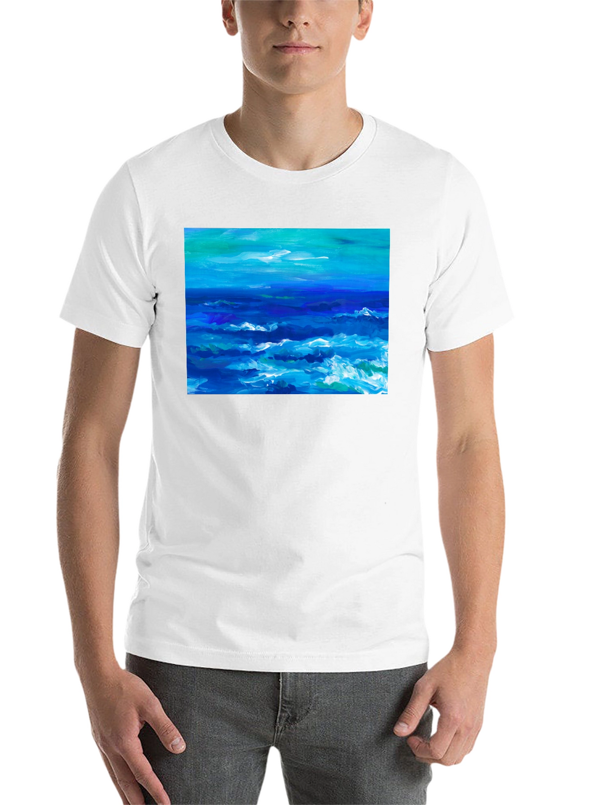 Ocean Wave Art Black T-Shirt