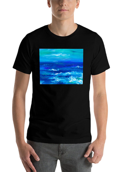 Ocean Wave Art Black T-Shirt