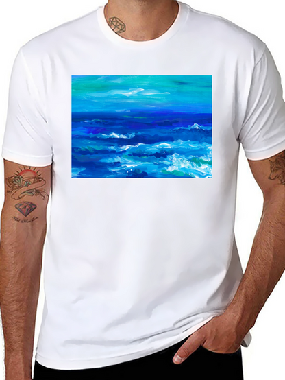 Ocean Wave Art Black T-Shirt