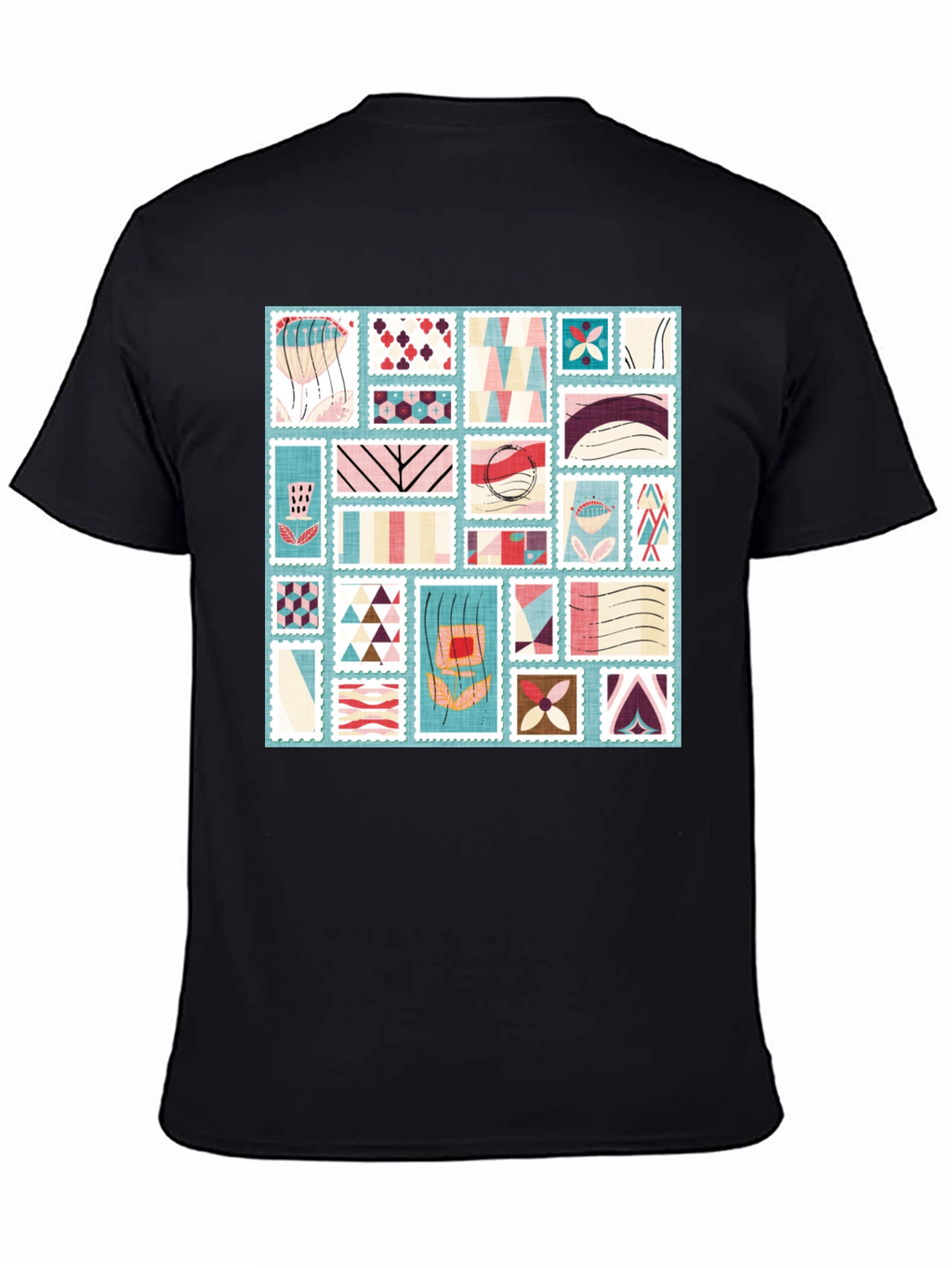 Abstract Stamp Print Tee - Modern Graphic T-Shirt