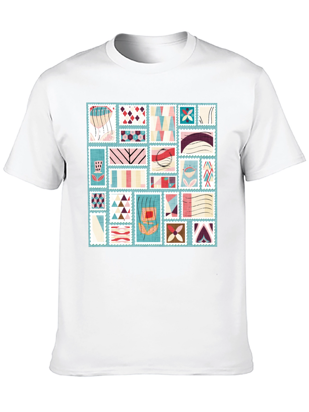 Abstract Stamp Print Tee - Modern Graphic T-Shirt