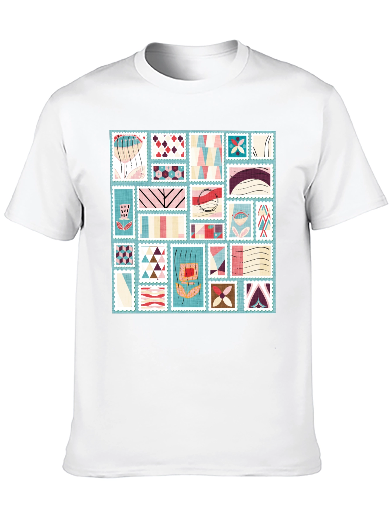 Abstract Stamp Print Tee - Modern Graphic T-Shirt