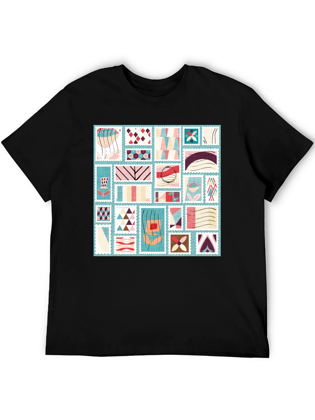Abstract Stamp Print Tee - Modern Graphic T-Shirt