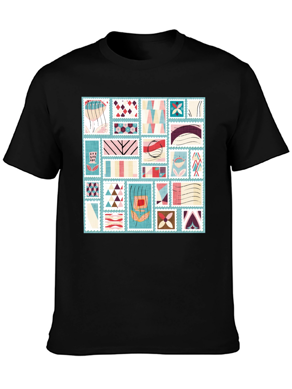 Abstract Stamp Print Tee - Modern Graphic T-Shirt