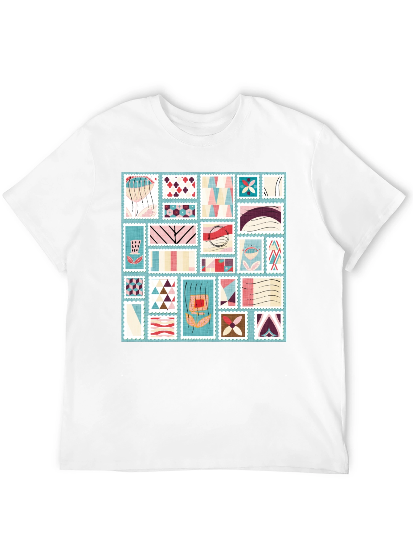 Abstract Stamp Print Tee - Modern Graphic T-Shirt