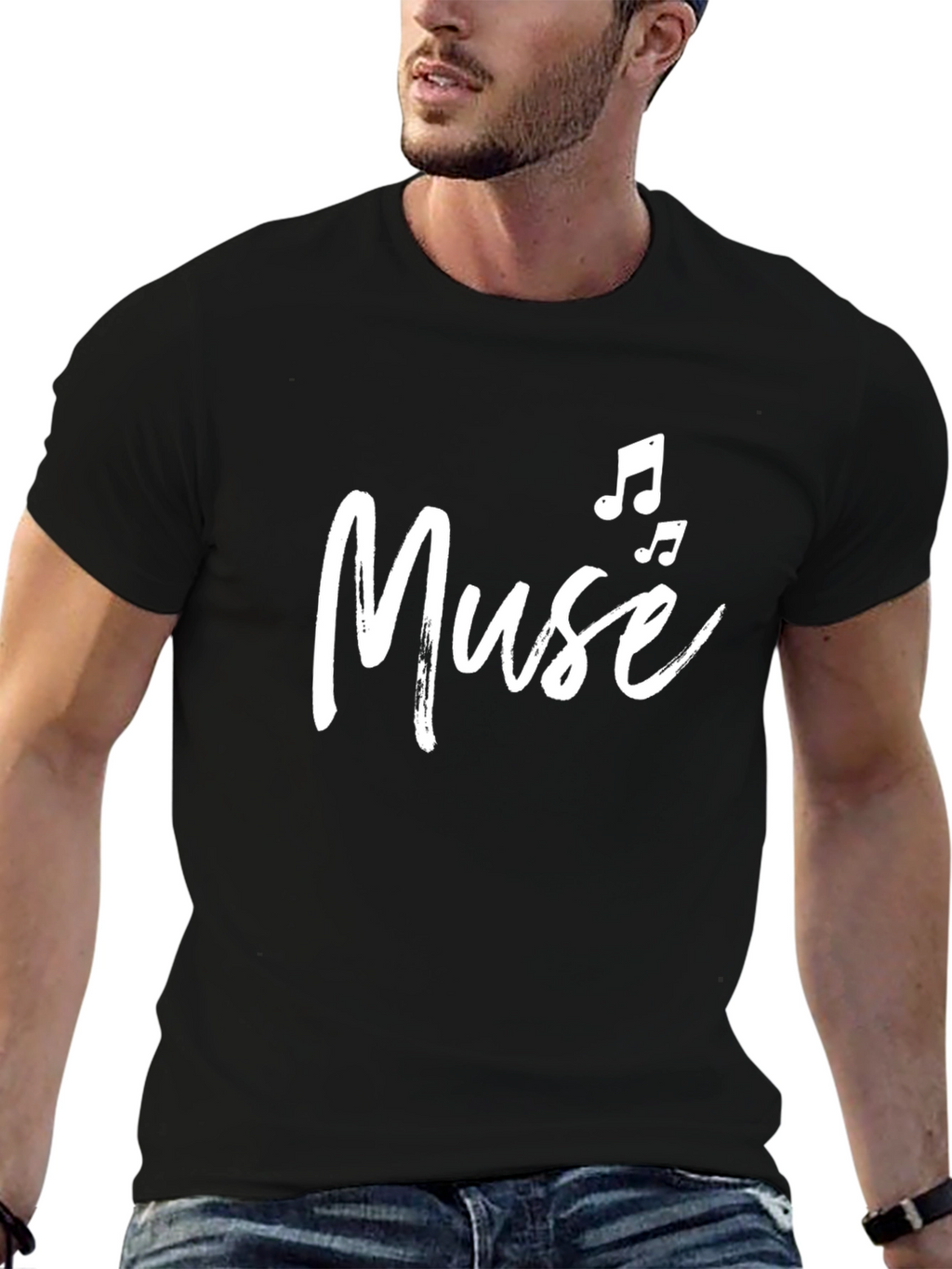 Muse Music Note Graphic Black Tee