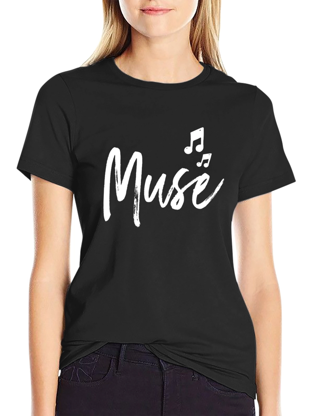 Muse Music Note Graphic Black Tee