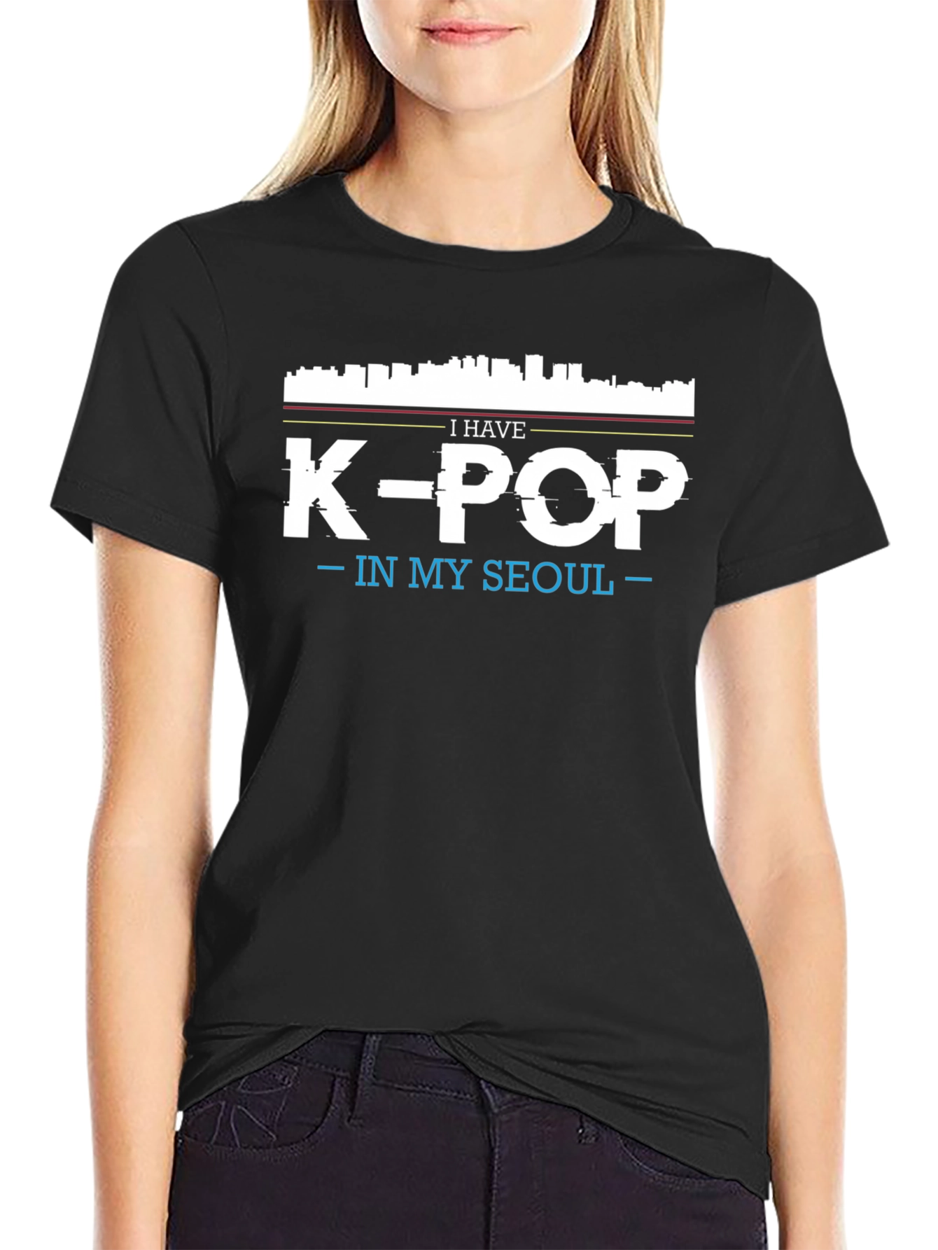 K-Pop In My Seoul Graphic Tee - Black Cotton T-Shirt