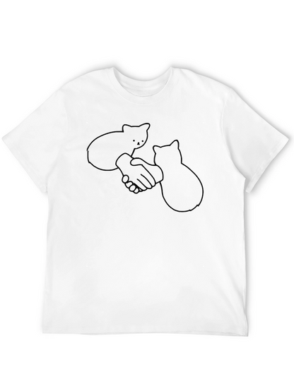 Cat Handshake T-Shirt - Funny Graphic Tee