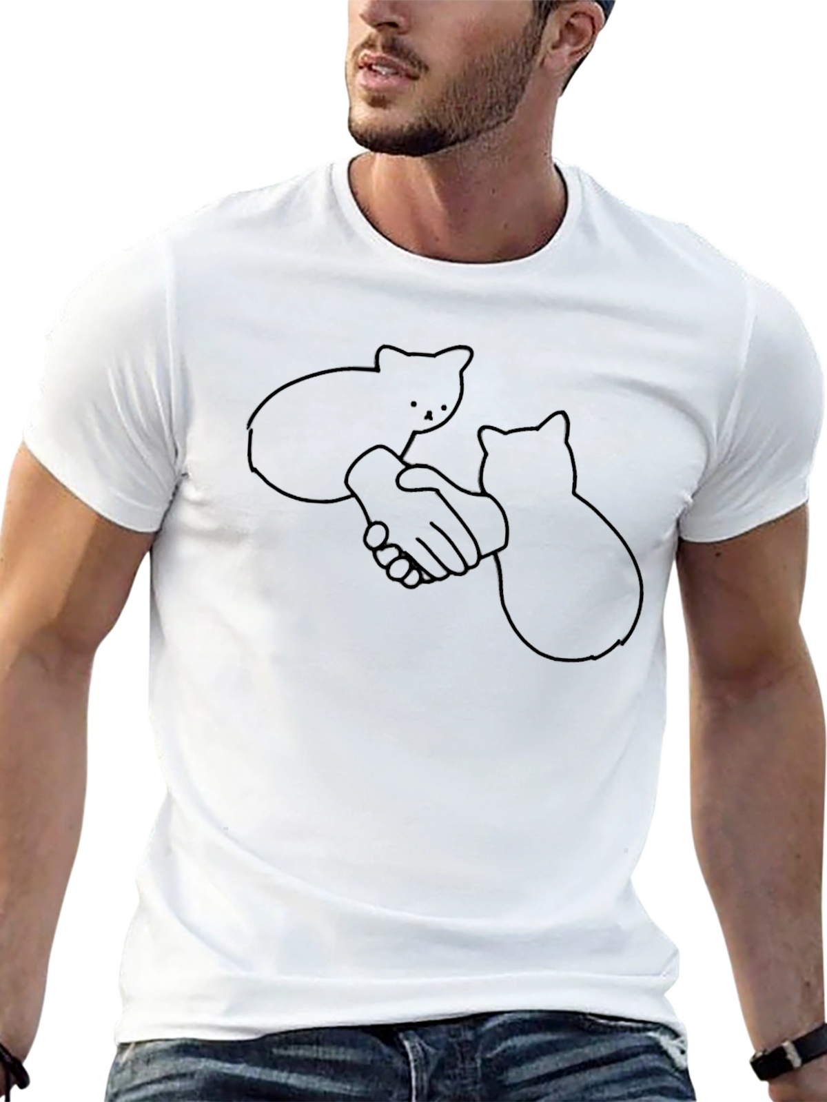 Cat Handshake T-Shirt - Funny Graphic Tee