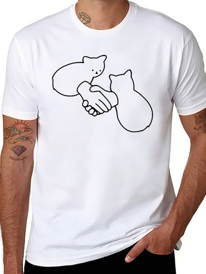 Cat Handshake T-Shirt - Funny Graphic Tee