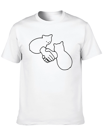 Cat Handshake T-Shirt - Funny Graphic Tee