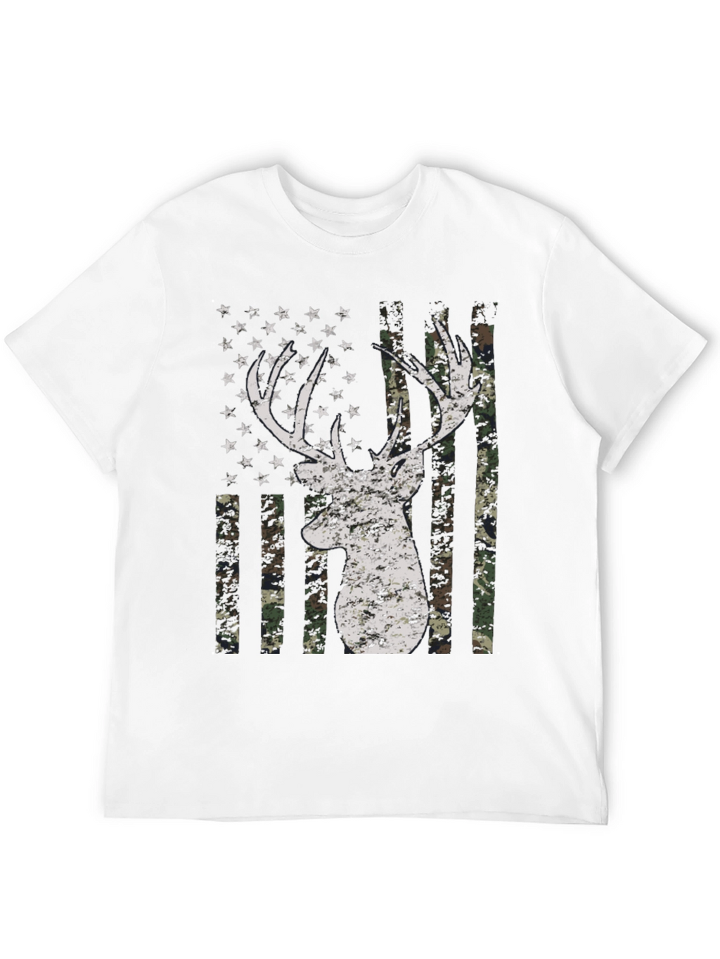 Deer American Flag Camo Mens T-Shirt