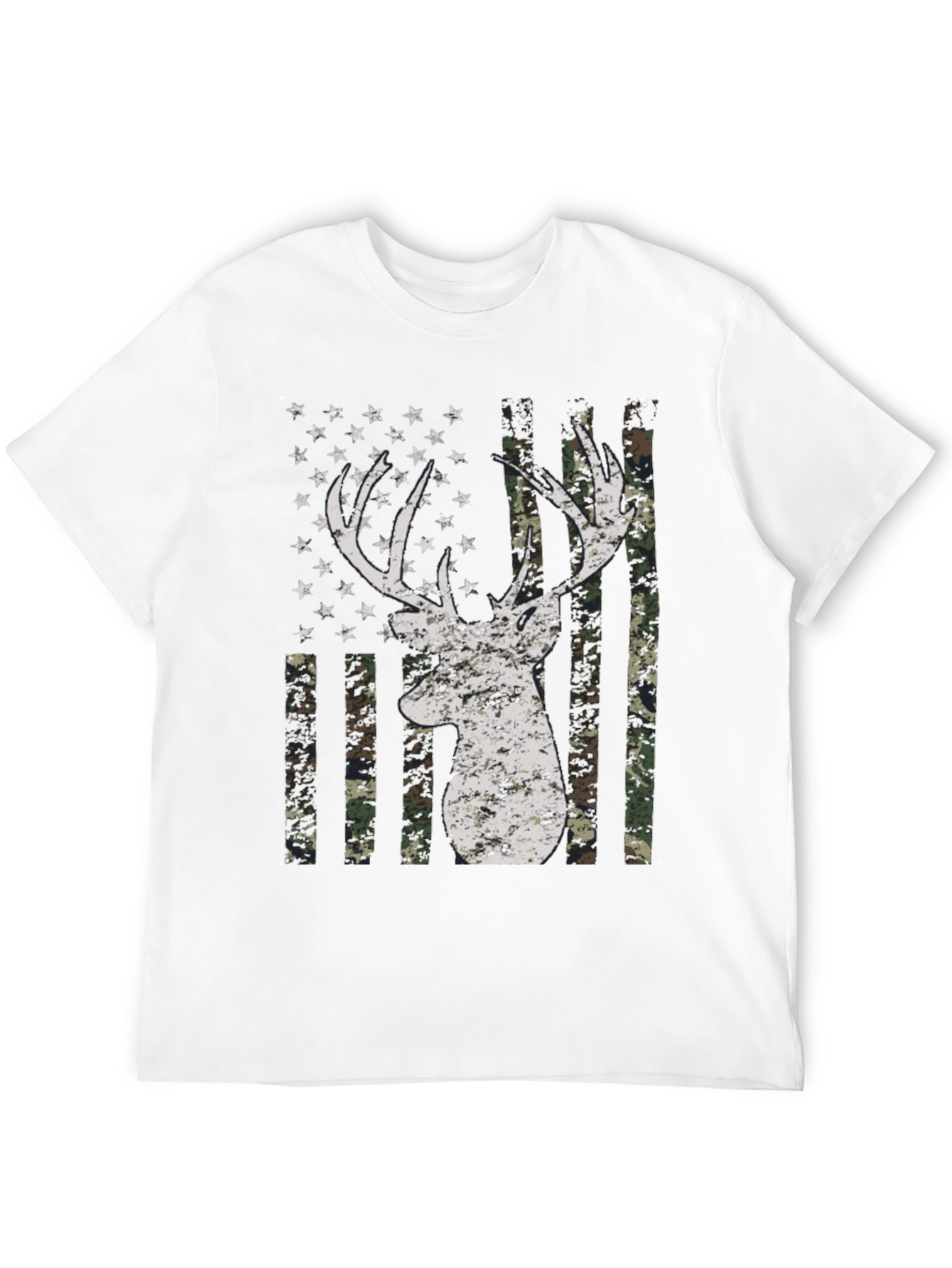 Deer American Flag Camo Mens T-Shirt