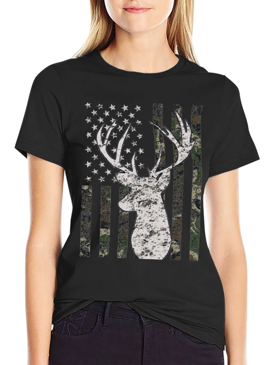 Deer American Flag Camo Mens T-Shirt