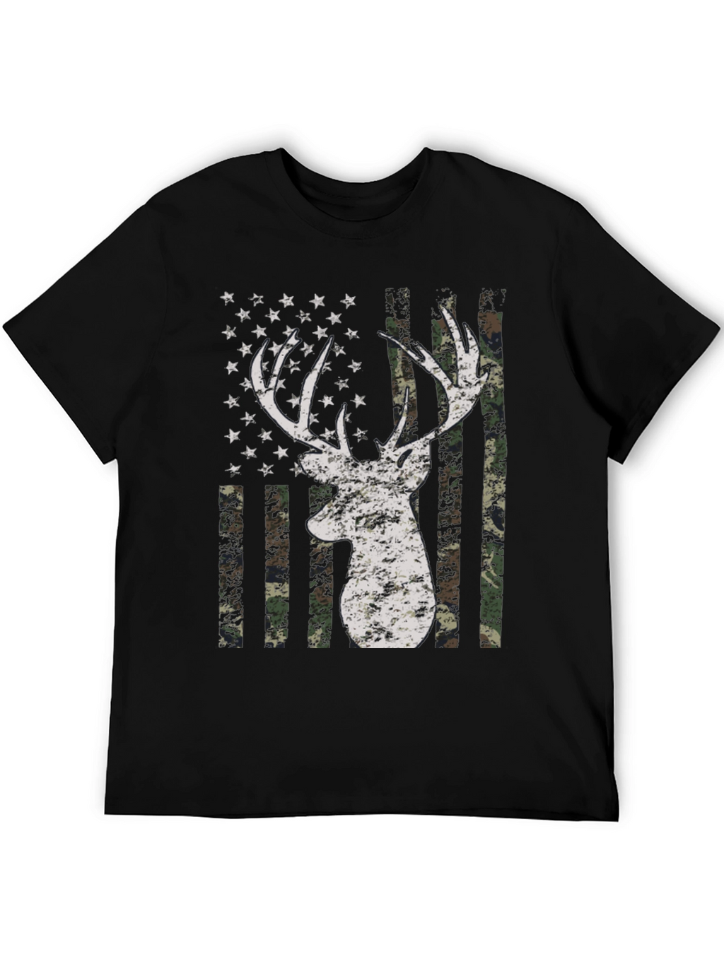 Deer American Flag Camo Mens T-Shirt
