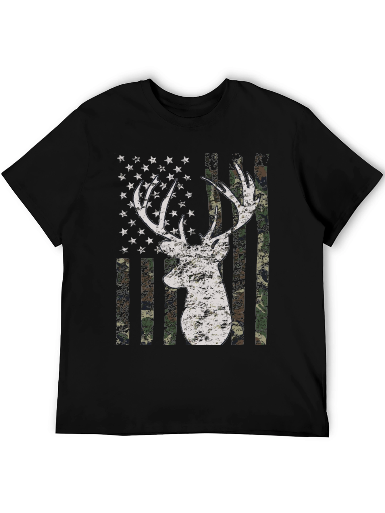 Deer American Flag Camo Mens T-Shirt