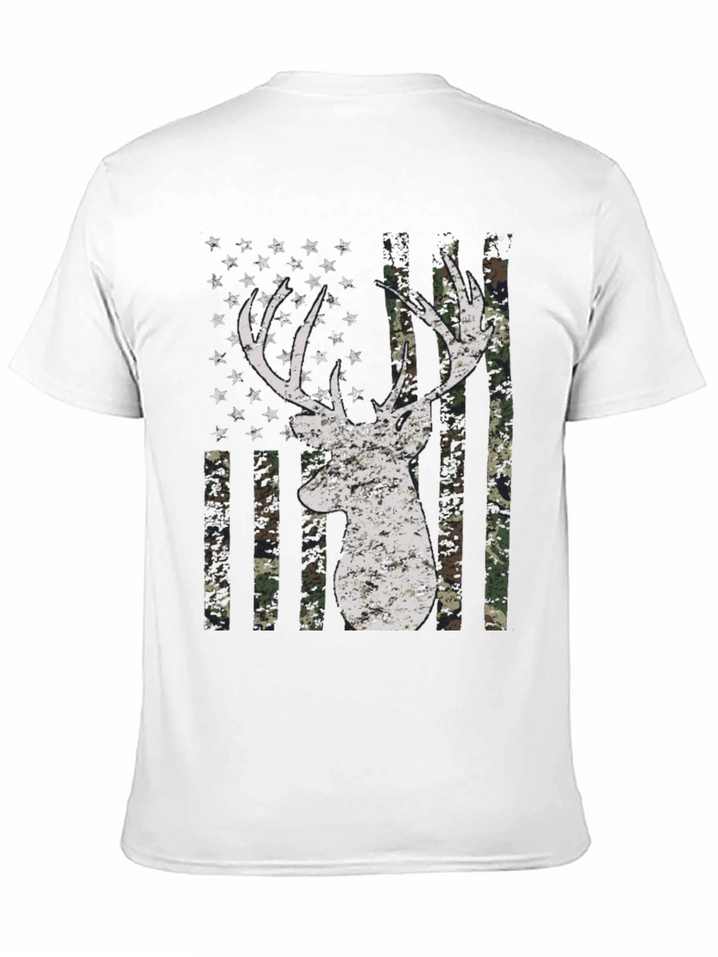 Deer American Flag Camo Mens T-Shirt