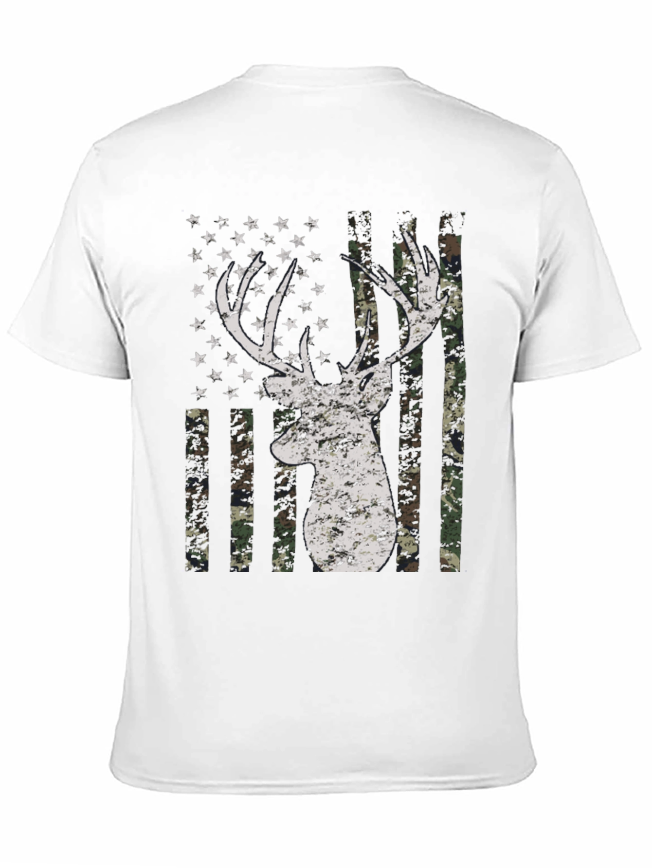 Deer American Flag Camo Mens T-Shirt
