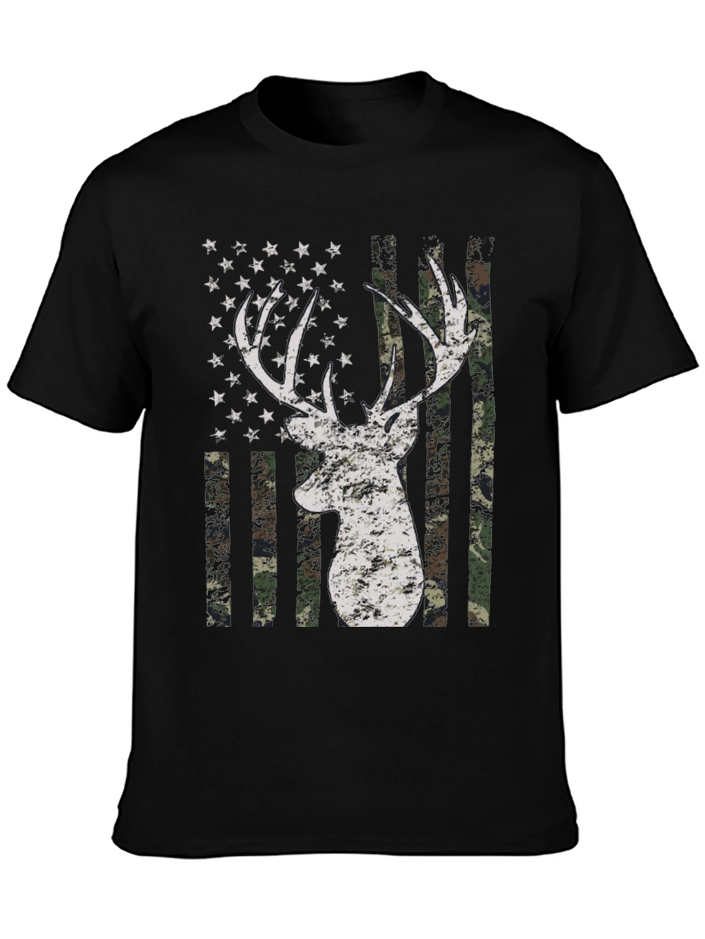 Deer American Flag Camo Mens T-Shirt
