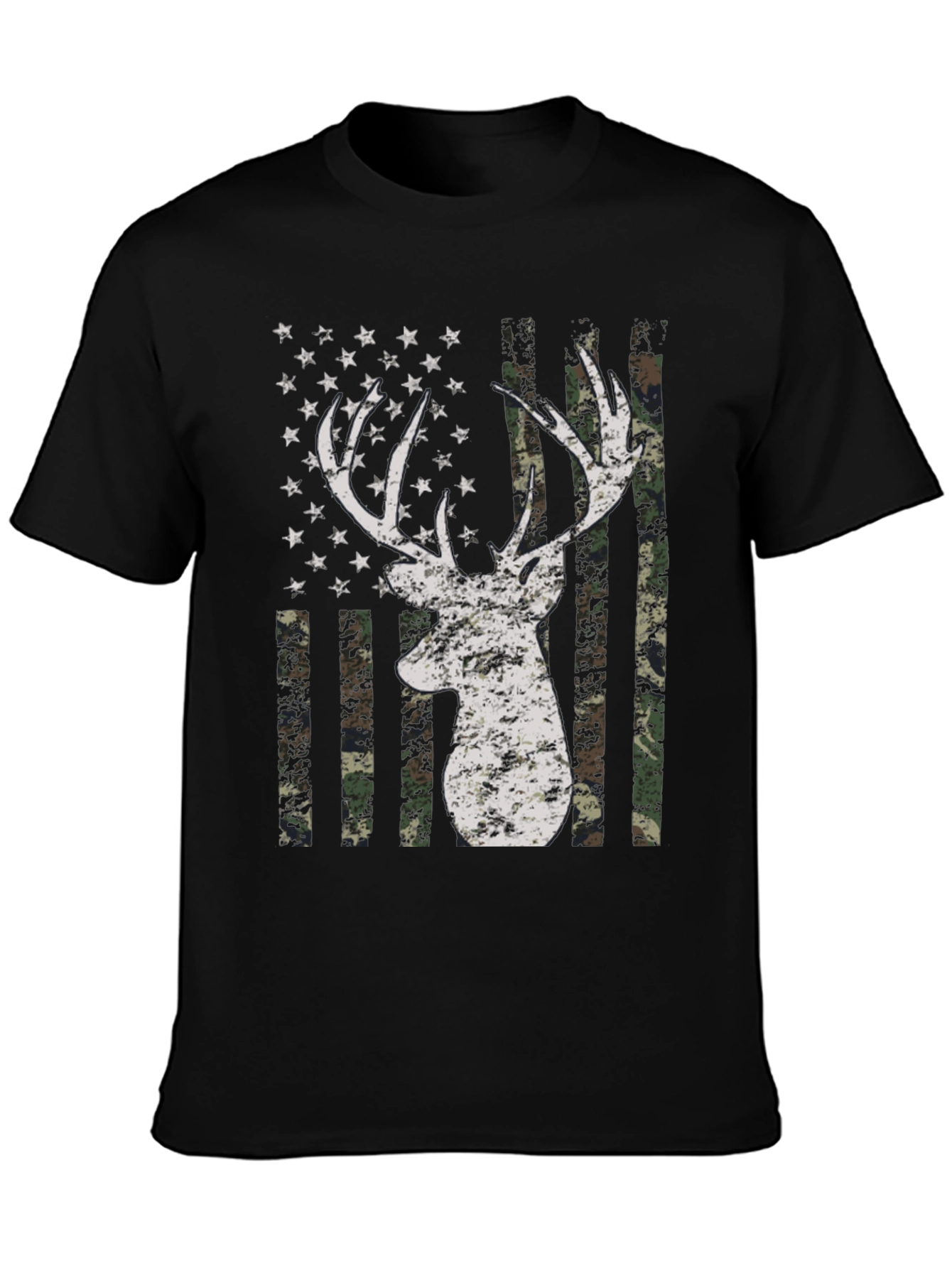 Deer American Flag Camo Mens T-Shirt
