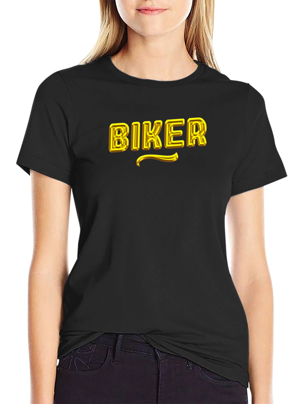 Biker Graphic T-Shirt - Black Cotton Blend