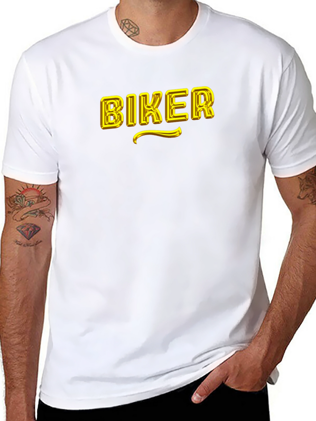 Biker Graphic T-Shirt - Black Cotton Blend