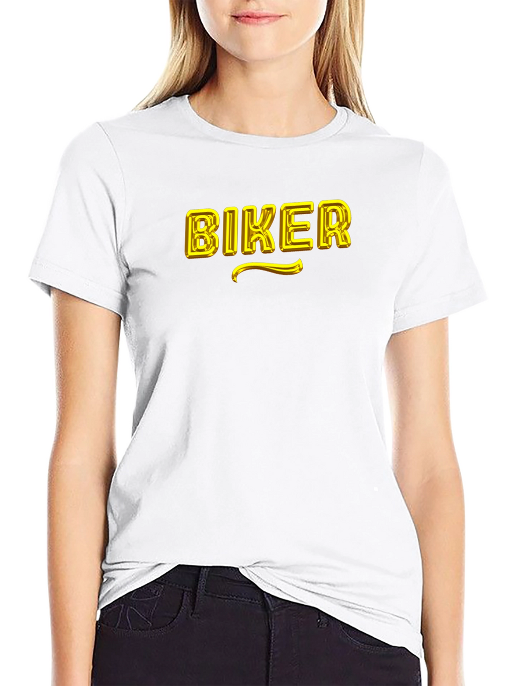 Biker Graphic T-Shirt - Black Cotton Blend